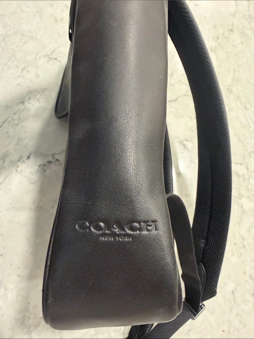 Coach Men's Black and Gray Signature Canvas Backpack